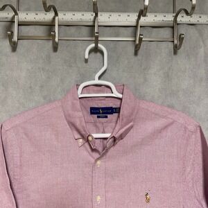 Ralph Lauren Shirt Men XL Salmon OCBD Oxford Cloth Slim Short Sleeves Flesh Pony